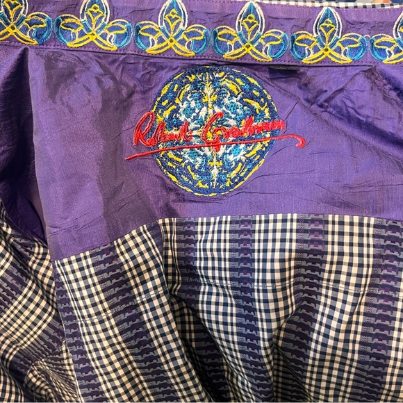 Robert Graham- Men’s XL -Purple & White -100% Cotton- Art Print Button-up Shirt - Picture 2 of 13